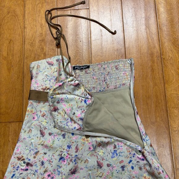 VTG Betsey Johnson Womens Silk Foral Dress Size 6 Halter Shirred Fairy Y2K 90s - Picture 8 of 9